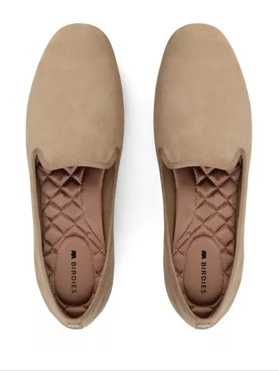 Birdies Shoes - Birdies Starling Suede Flat Tan Nude Slip On Loafers